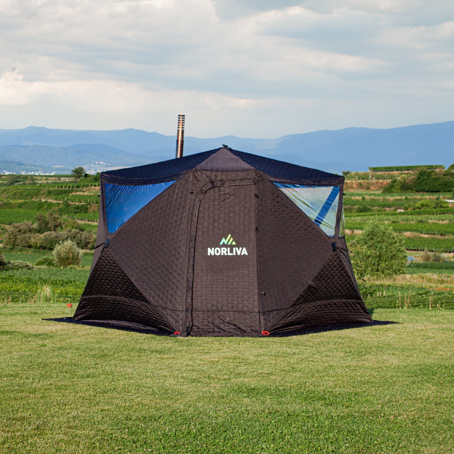 Set: Saunazelt Fjorden + Ofen + Regenschutz
