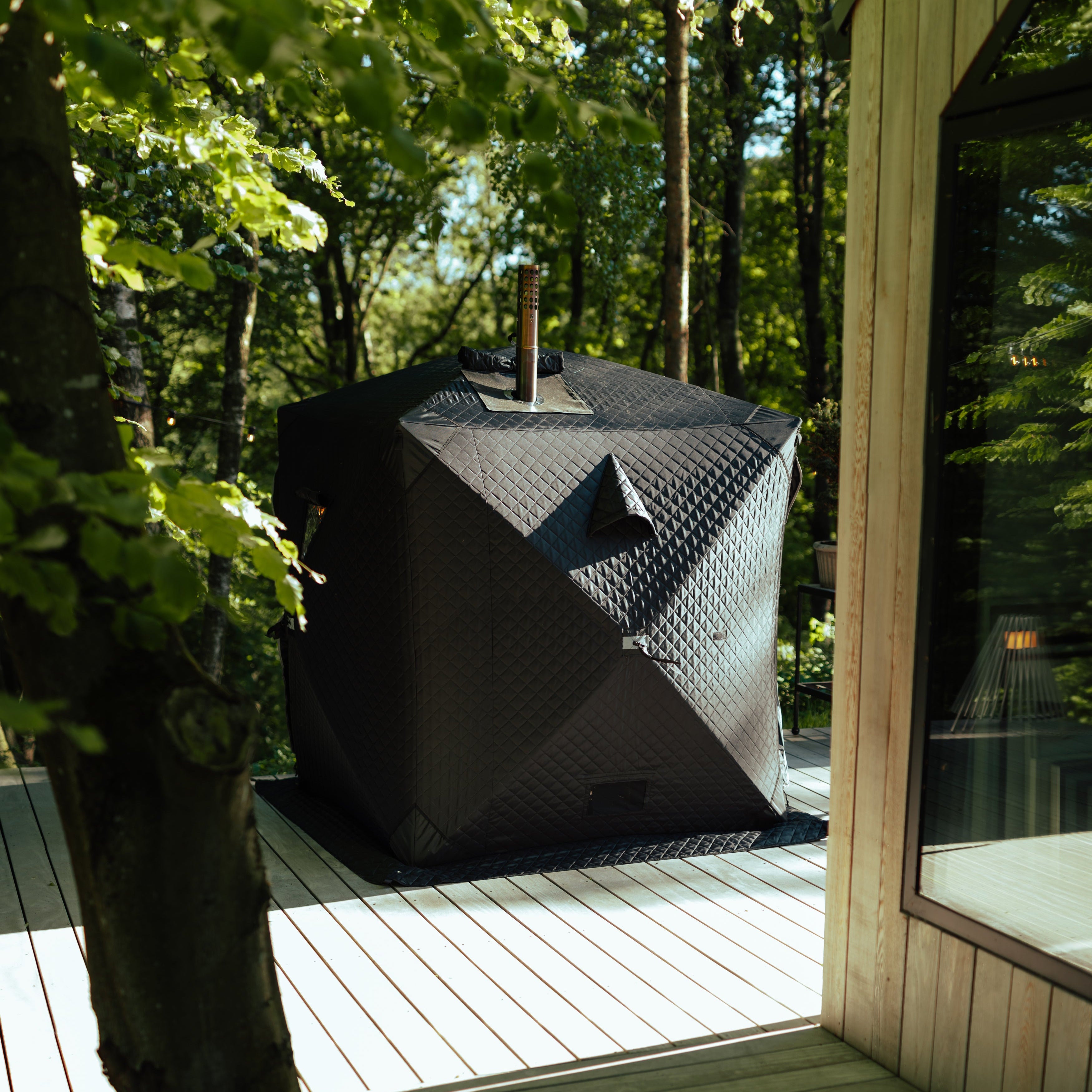 Set: Saunazelt Isen + Ofen + Sauna-Zubehör