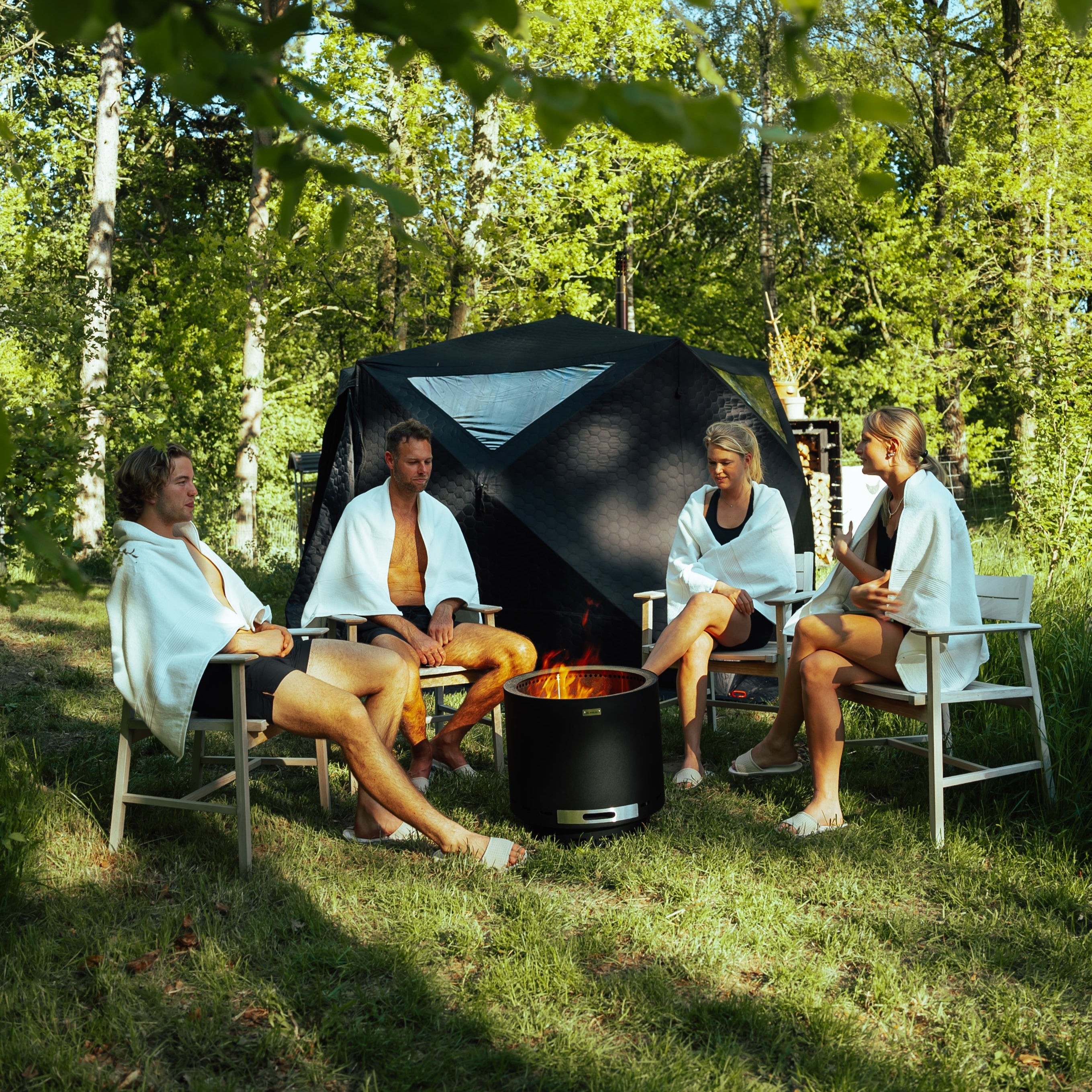 Set: Saunazelt Dalen + Ofen + Sauna-Zubehör