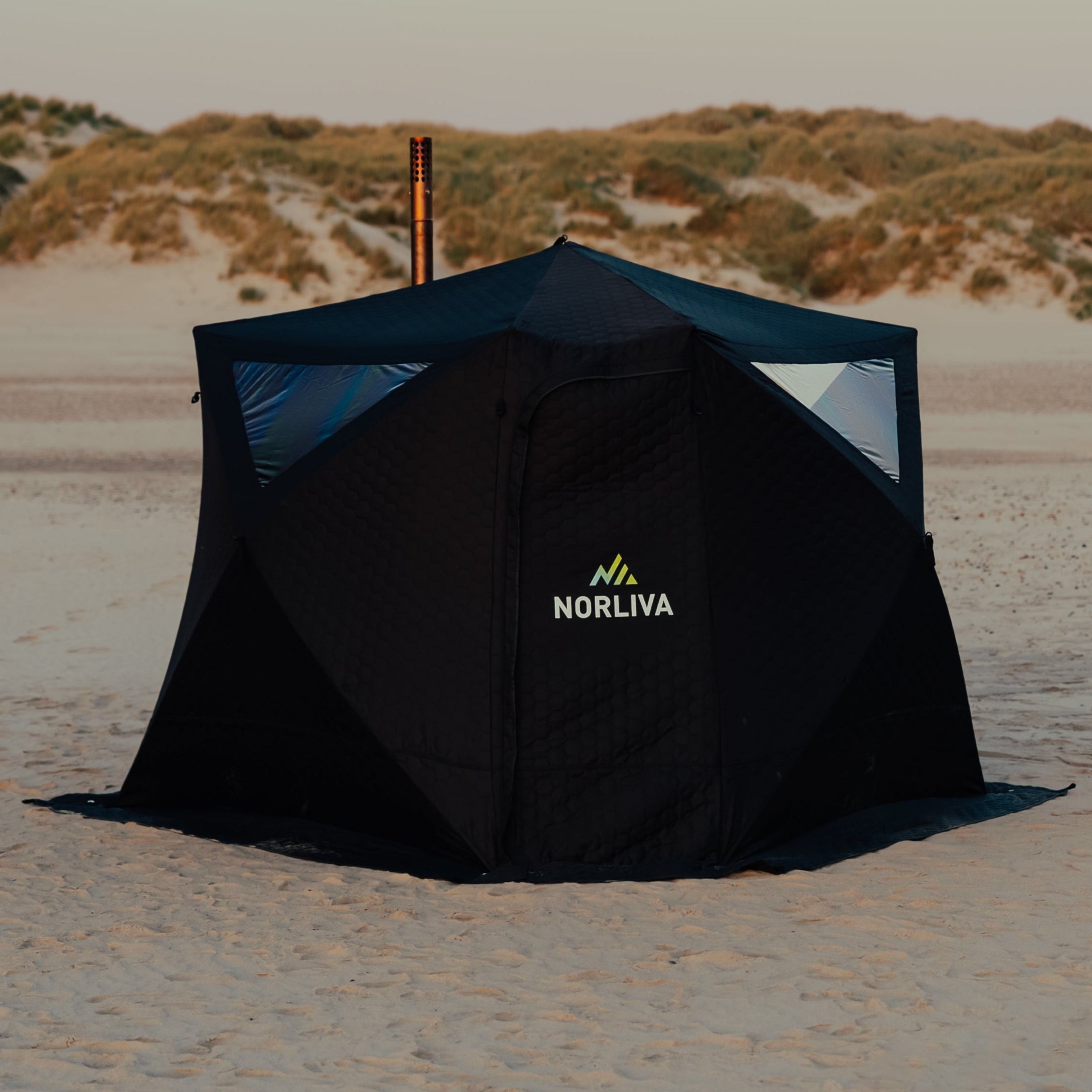 Set: Saunazelt Fjorden + Ofen + Sauna-Zubehör + Regenschutz