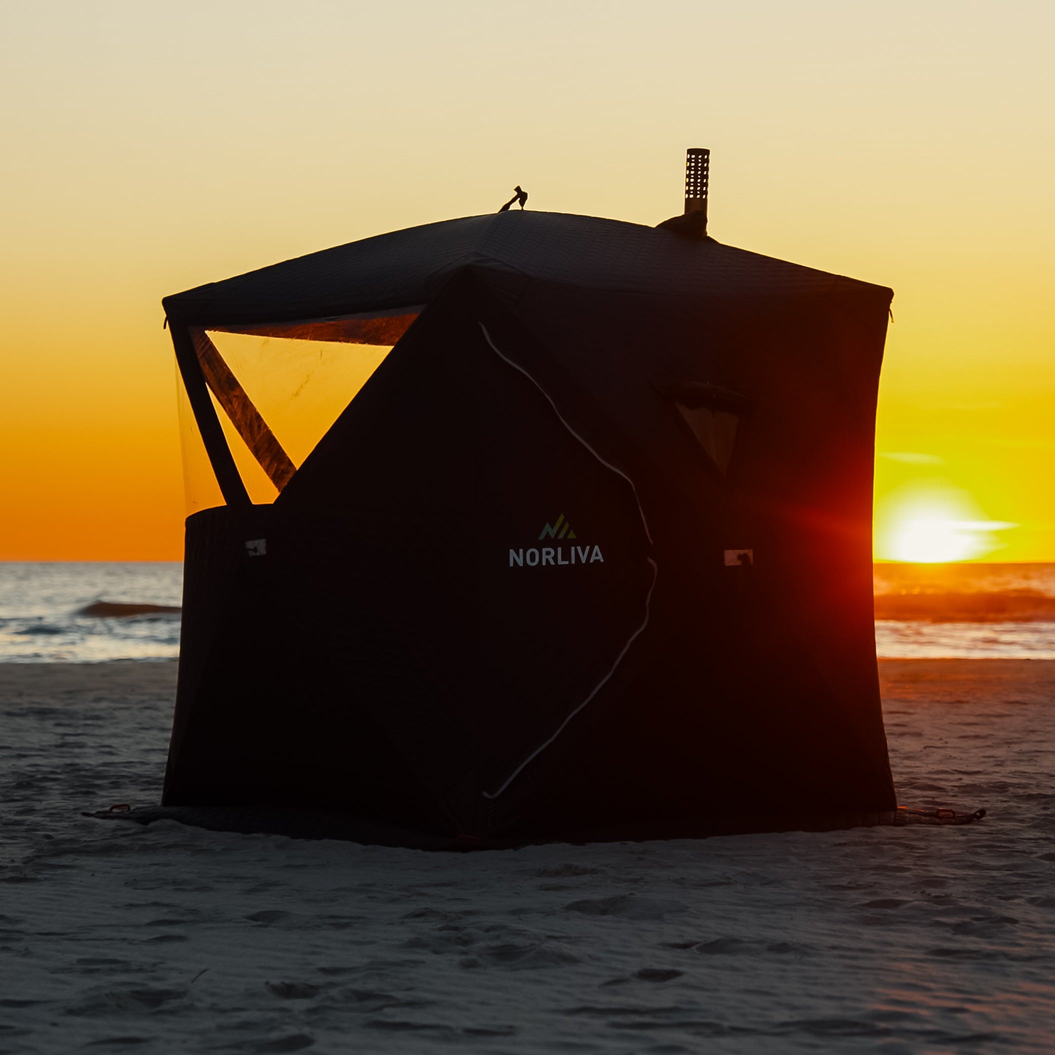 Set: Saunazelt Isen 2.0 + Ofen + Sauna-Zubehör + Regenschutz + Bänke