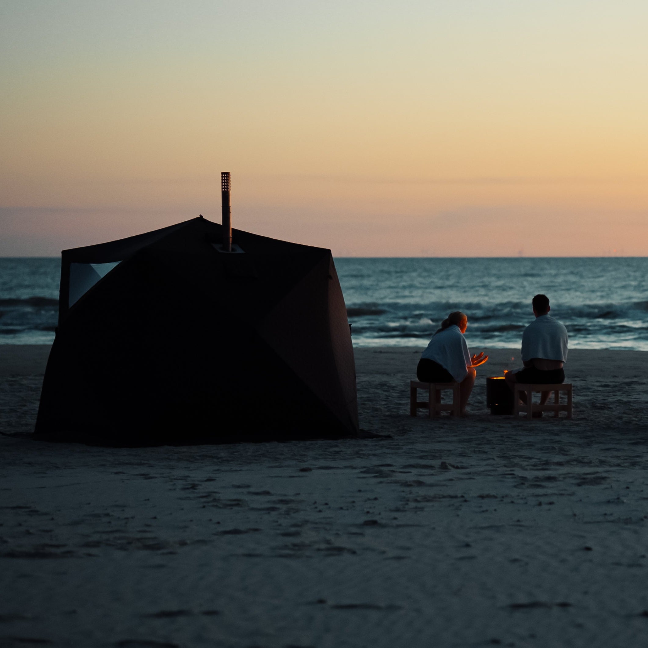 Set: Saunazelt Fjorden + Ofen + Sauna-Zubehör + Bänke