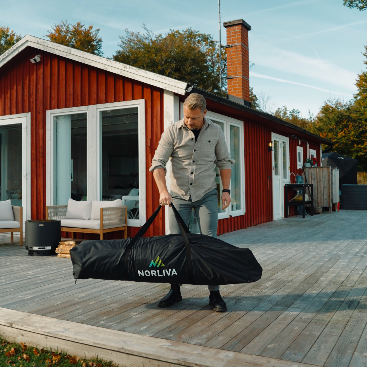 Set: Saunazelt Dalen + Ofen + Sauna-Zubehör