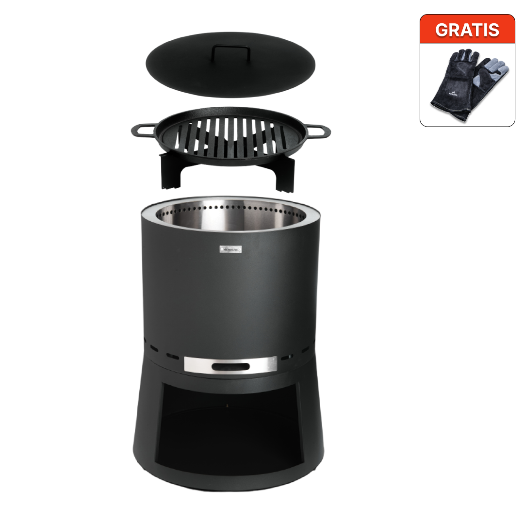 Set: Skara Pluss + Deckel + Gußeisen-Grillrost