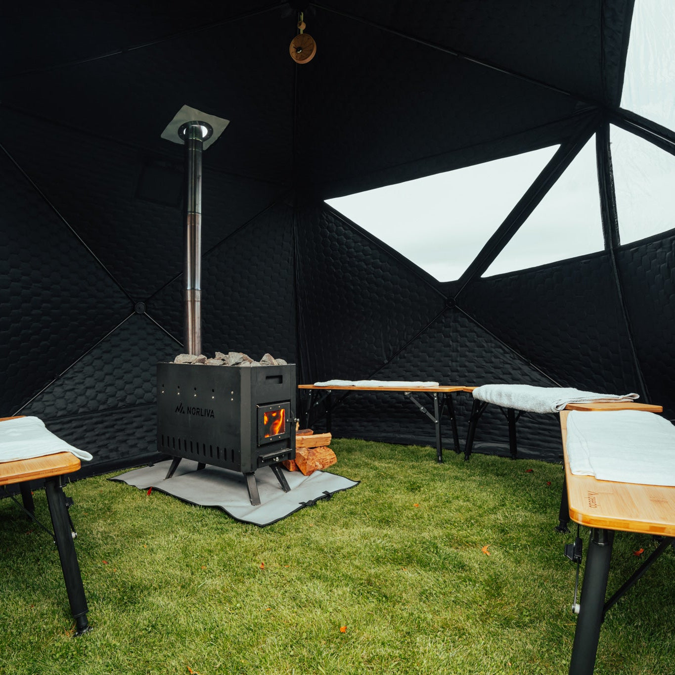 Mobiles Saunazelt Fjorden mit Saunaofen