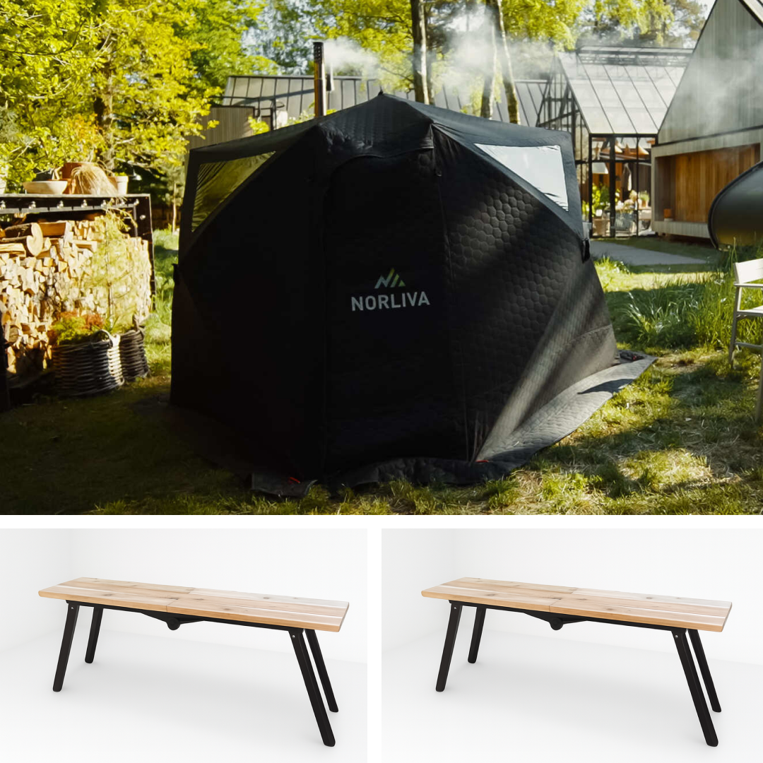Set: Saunazelt Dalen + Ofen + Bänke