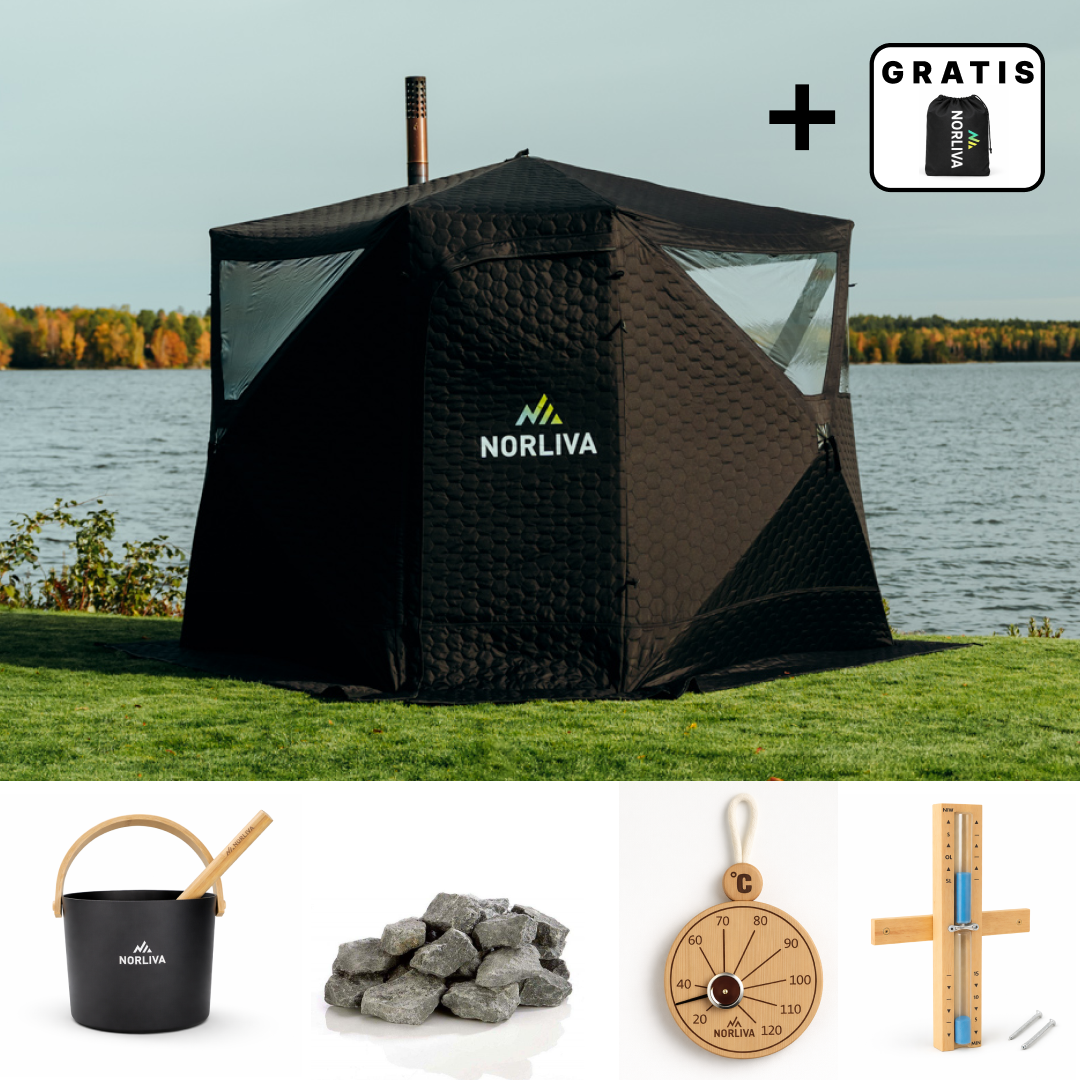 Set: Saunazelt Dalen 3.0 + Ofen + Sauna-Zubehör