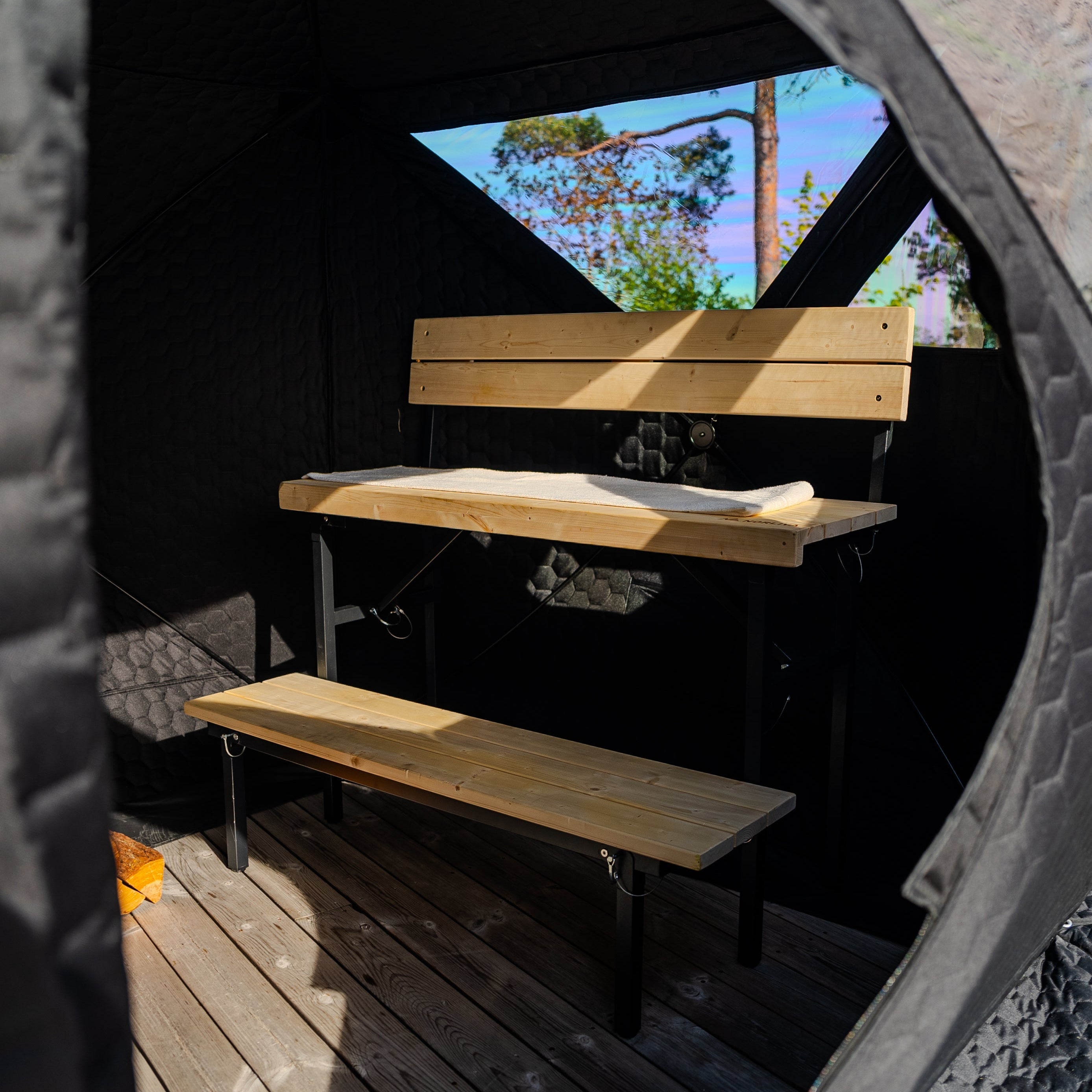 Set: Saunazelt Isen 2.0 + Ofen + Sauna-Zubehör