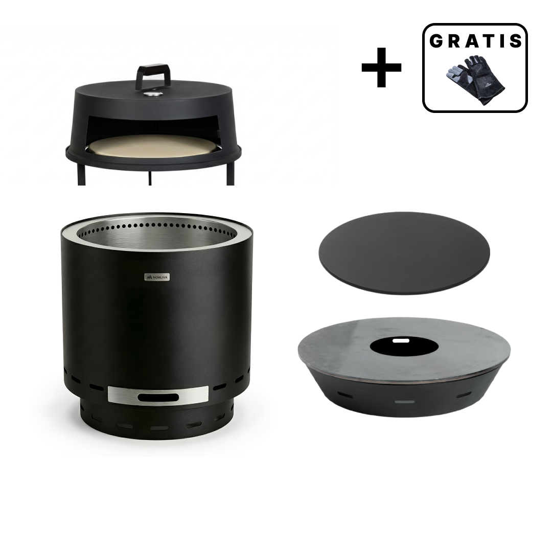 Set: Skara + Deckel + Feuerplatten-Grill + Pizzaofen-Aufsatz