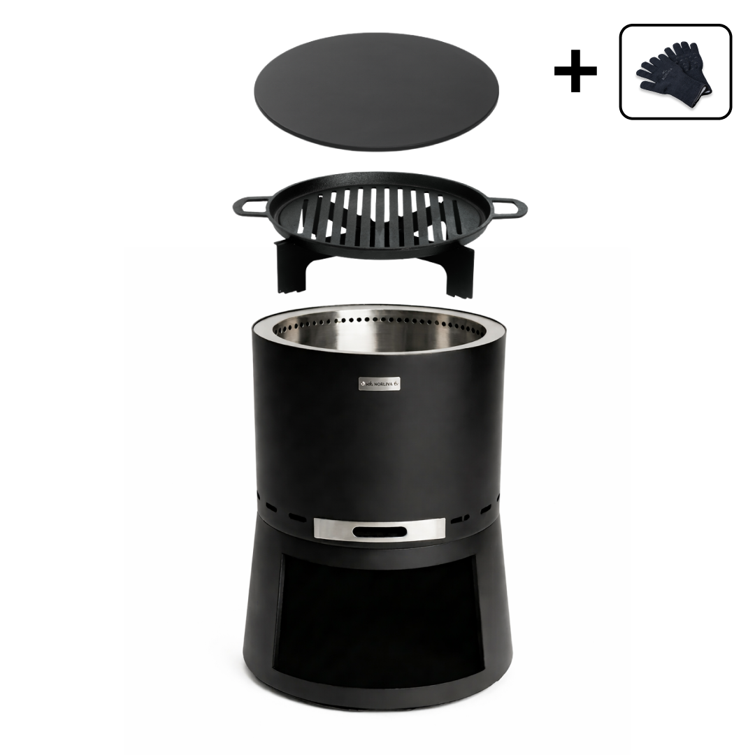 Set: Skara Pluss + Deckel + Gußeisen-Grillrost